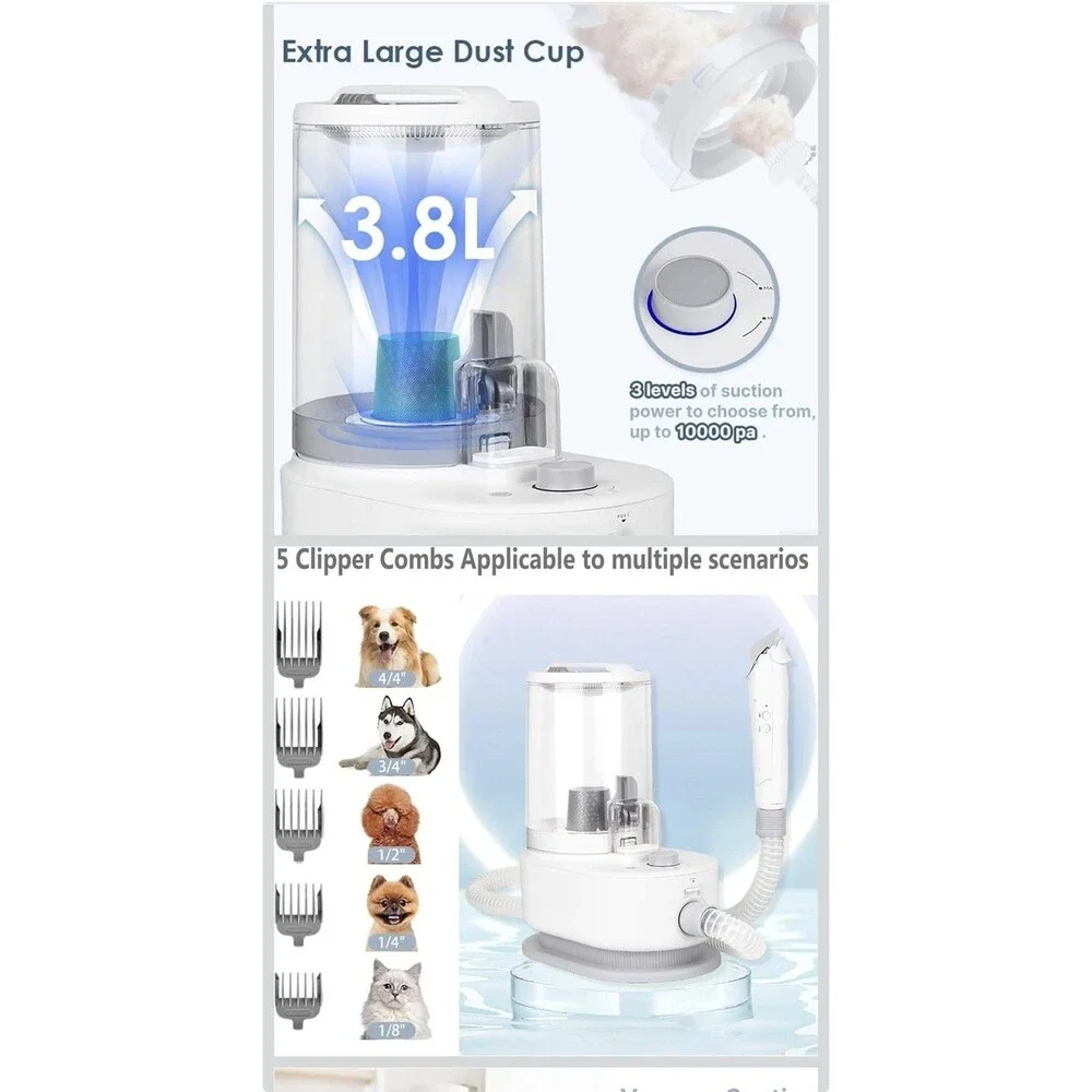 Homeika Pet Grooming Vacuum Kit GO-2303 Dog Cat Hair Clipper Trimmer Brush NIB